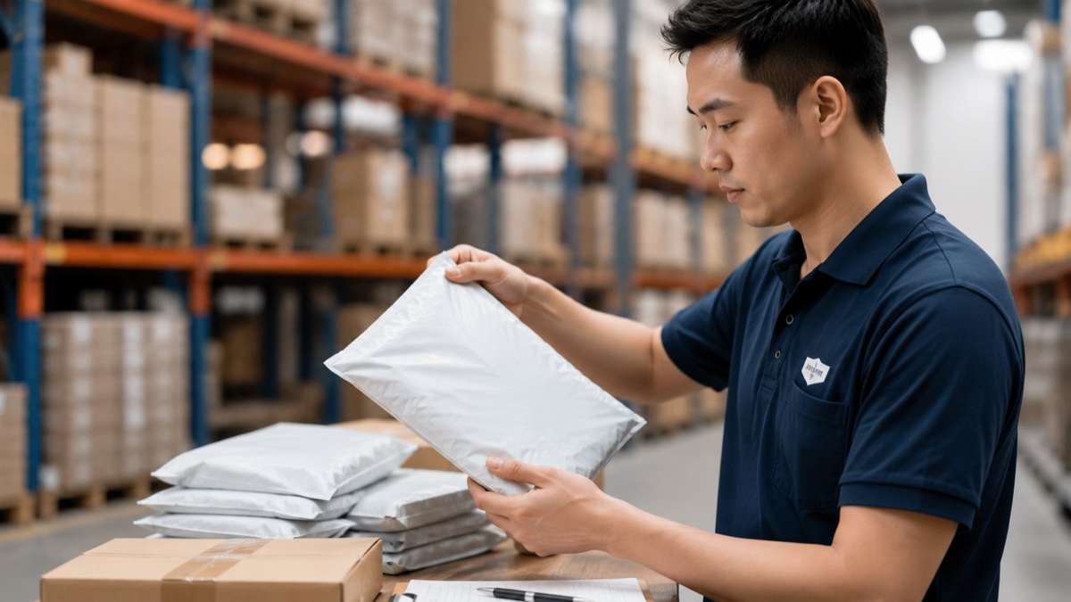 Illustration of packing parcels before international shipping