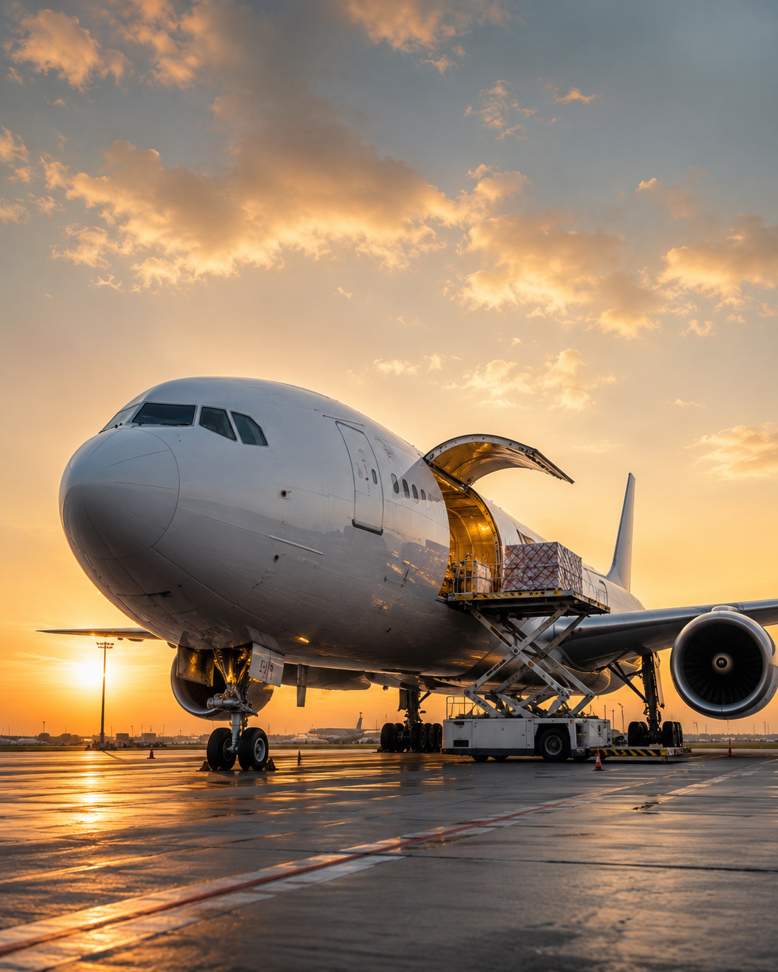 Air cargo aircraft loading freight