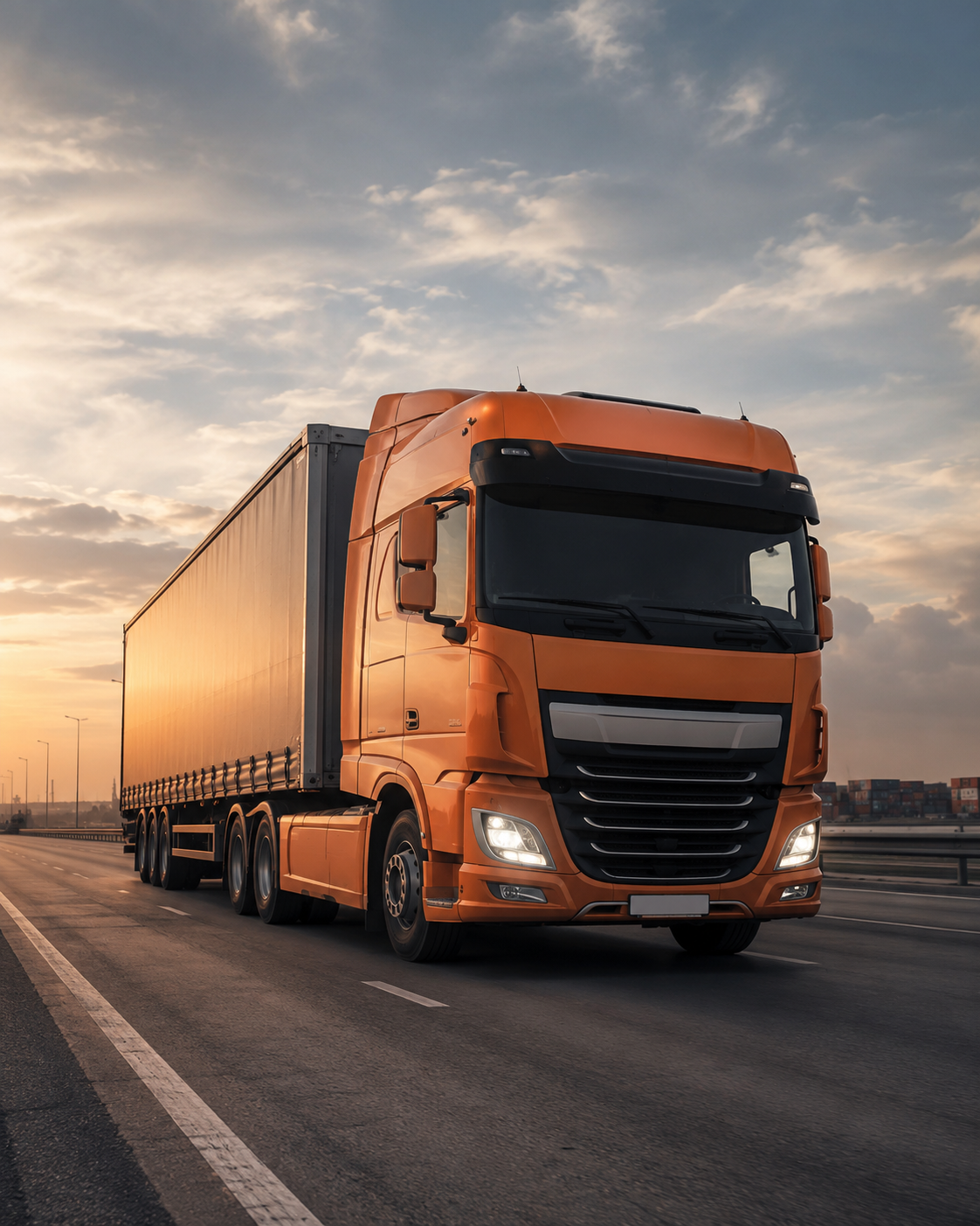 Road freight truck on the highway